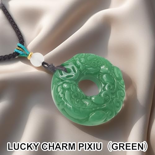 Handmade Natural Jade Stone Pendant Necklace – Healing Jade Jewelry with Chakra Energy, Attract Wealth, Luck & Health, Spiritual Unisex Gift for Prosperity (Lucky Charm Green Pixiu)4