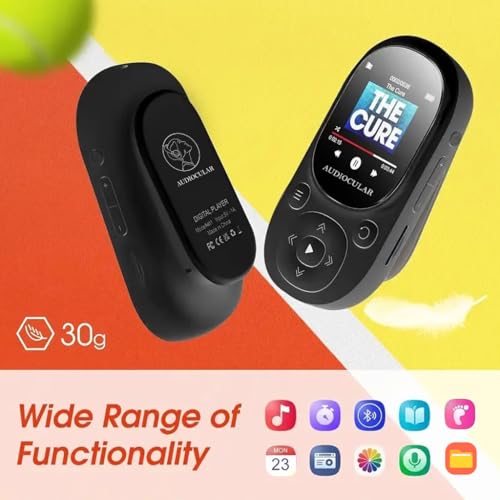 Image of AUDIOCULAR M11 32GB MP3 Digital Player with Clip, Portable Bluetooth Music Player Support Upto128GB External Storage, Pedometer, FM Radio, Voice Recorder, E-Book, Stopwatch (32GB - Black)