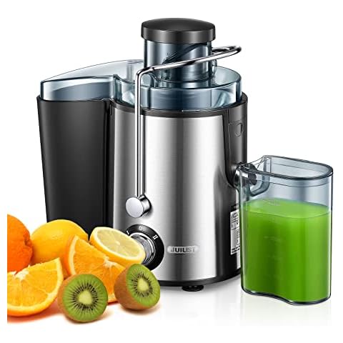 Juilist Entsafter Gemüse und Obst, 600W Zentrifugal Entsafter, Einfach zu Reinigen & Anti-Tropf, 2 Geschwindigkeitsstufen, 65MM Großer Einfüllschacht Cover