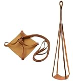 JUSTAUS 2βPack Brown PU Leather Plant Hanger, Modern Faux Leather Hanging Plant Holder, 30 Inch Indoor Outdoor Plant Pot Hanger for Ceiling Wall Balcony Patio Houseplants