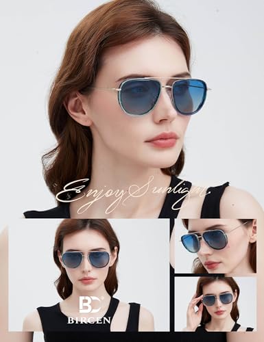 Image of BIRCEN Polarized Aviator Sunglasses Womens: Acetate Glasses UV Protection