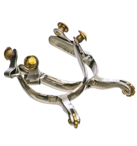 Jeffers Equine Western Barrel Racing Spurs for Women, Pair - Stainless Steel 10 Point Rowel, Rosebud & Ball End Design, Equestrian Riding Gear, Horseback Training, & Cowboy Boots Accessory