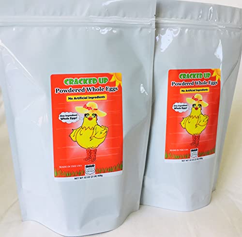 Whole Powdered Eggs, 2-Pack, 4 Pounds (64oz), BEST PRICES AND FRESHEST EGGS! MADE IN THE USA, Makes 140 Large Eggs, 1 INGREDIENT - EGGS! FARM FRESH, NON GMO, ALL NATURAL, RESEALABLE POUCH.