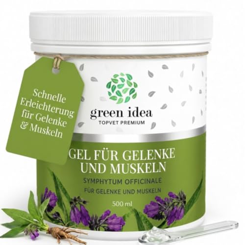Green idea Beinwell Salbe Gel Hochdosiert XXL - Körperpflege Gel für Gelenke - Sehnen- und Muskelschmerzen - Bei Rücken- Knie- und Nackenschmerzen - Beinwellsalbe