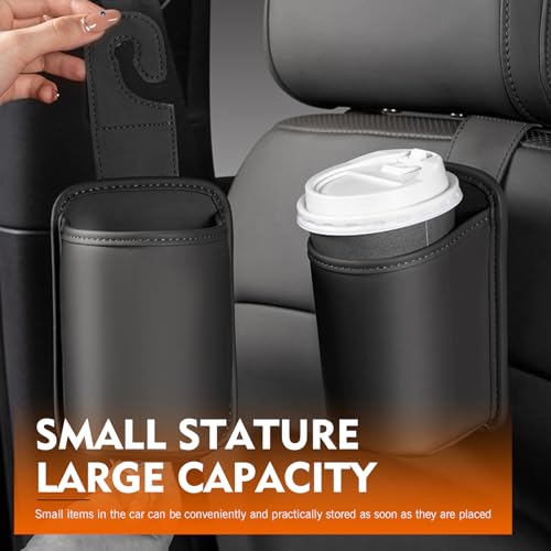 Portavasos de cuero PU para auto 2 pcs negro miniatura 5