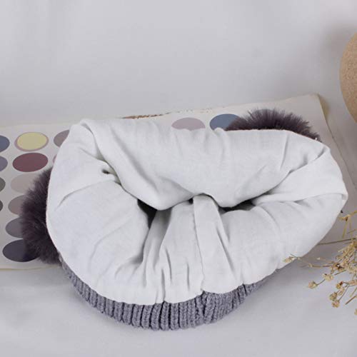 Bonito gorro de malha para bebês meninas e meninos, com estampa de urso 3D para modelar duas bolas,