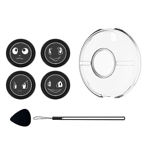 LICHIFIT Coque de protection transparente en polycarbonate pour Pokémon GO Plus+ accessoires coque rigide + 4 capuchons de boutons de dessin animé + dragonne