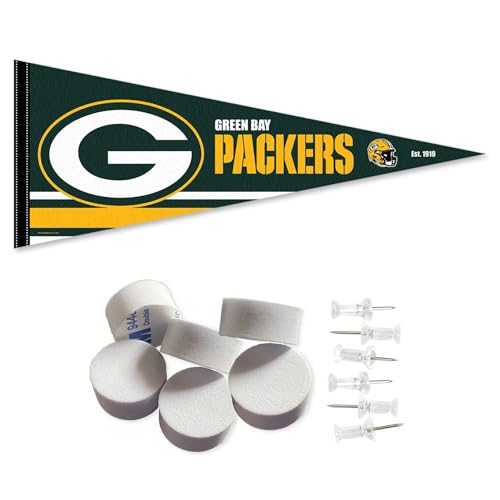 Bannière Green Bay Packers fanion NFL et pads adhésifs déco murale chambre