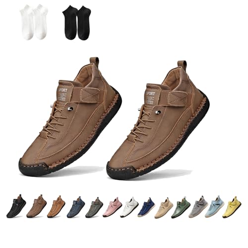 Beelovy Shoes for Men, EaseStep Leather Sneakers – Soft Comfort & Orthopedic Support, Mens Casual Leather Shoes