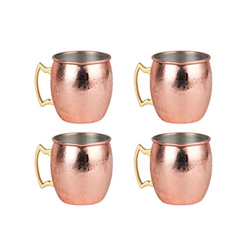 Hoshen 4 vasos de chupito de cobre brillante de oro rosa para cóctel, 2 onzas, taza de cobre de acero inoxidable
