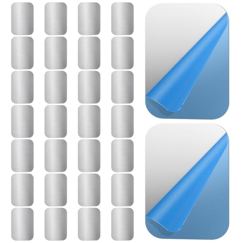 Bangbobi   Set de 30 Placas metálicas Autoadhesivas para imanes, Placa metálica Fina de Acero Inoxidable, Cuadrada, versátil como Base Adhesiva para imanes