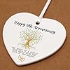 Happy 10th Wedding Anniversary Decorations Gifts Ceramics Hanging Heart Plaque The Roots Of A Family Tree Begin With The Love Of Two Hearts for Mr and Mrs Parents Dad Mum Golden Anniversary Decor Gift #3