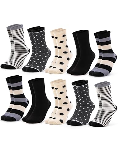Occulto Calcetines Algodon para Mujer 10 Pares (modelo: Lotte) Negro Gris 39-42