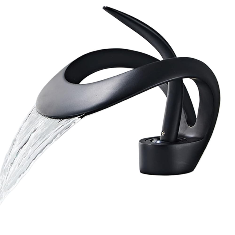 Robinet de lavabo en laiton massif noir au design creux créatif haut de gamme