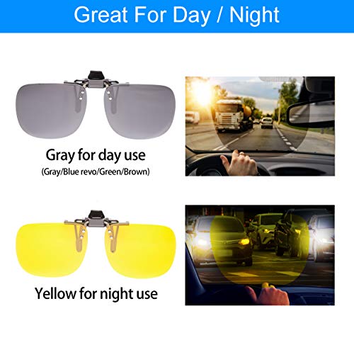Image of POLARS DESIGN Clip On Flip Up Polarized Len Sunglasses Over Prescription Myopia Eyeglasses
