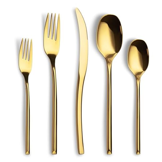 Lemeya 20-Piece Gold Silverware Set for 4,Modern 18/10 Stainless Steel Flatware Set,Luxury Cutlery Set,Unique Utensils Set for Restaurant,Spoons and Forks Set,Mirror Polished,Dishwasher Safe