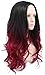 yuehong Long Curly Black Red Womens Wig Wavy Ombre Anime Cosplay Wigs Heat Resistant Synthetic Fibers Soft Breathable Costume