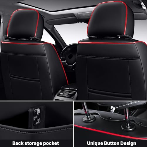 Image of Seat Covers for Ford Transit 150 /250 /350 Van 2015-2026, Front Set Black-Red