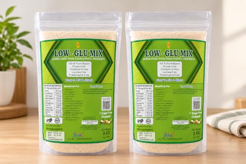 Image of Low-Glu Mix Multigrain Flour 100% Plant Based,Gluten Free,Lactose free Blend 3 kg Roti mix Pack of 2