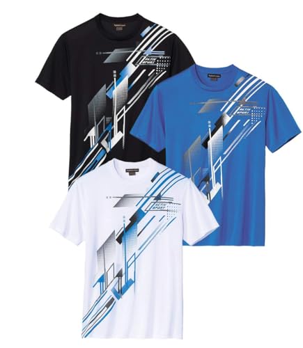 ATLAS FOR MEN - Pack de 3 Camisetas Mangas Cortas Hombre Deporte - Ligeras y Cómodas para Verano - Disponibles en Tallas Grandes de la M hasta 5XL
