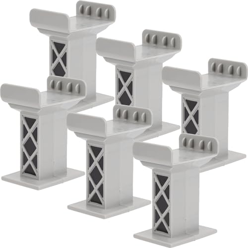 ERINGOGO 6pcs HO Scale Light Grey Plastic Standard Gauge Train Track Supports - Bridge Risers & Tunnels - Boys Toys - Train Bridge Pier Toys