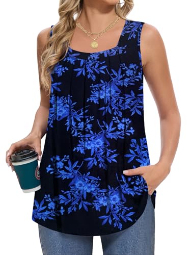 Women Tank Tops Summer Square Neck Sleeveless Tops Loose Fit Flowy Cute Casual Shirts S-3X2