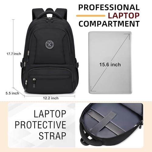 Laptop Backpack for Women Men 17 Inch , Anti Theft Carry on Travel Backpacks, Water Resistant College Bookbag Large Kids School Bag for Teens Boys Girls Business Work Back Pack Casual Daypack Black3