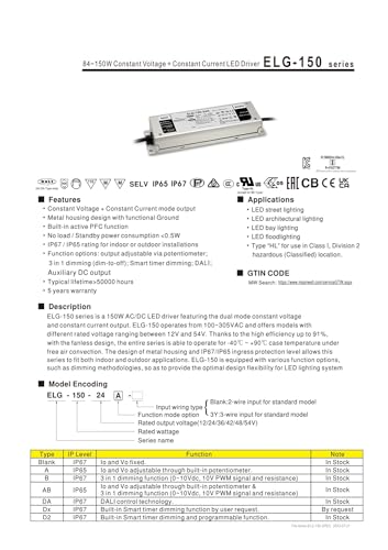 Alimentation étanche 48V ELG-150 pour résoudre les chutes de tension LED - 3