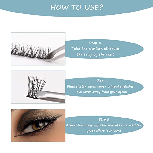 Cluster Lashes SISILILY Individual Lashes 72 Lash Clusters C D Curl Individual Cluster eyelashes DIY Lash Extensions Reusable False Eyelashes 3D Wispy Fluffy 10-16mm Length (DM01-mix) - Image 4