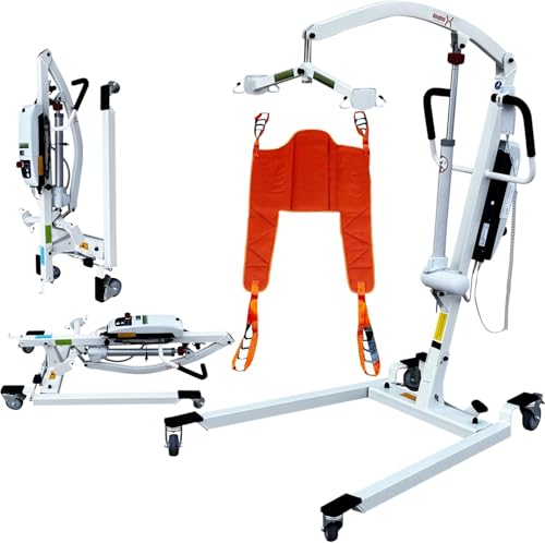 doudouX 3-in-1 Electric Patient Lift for Home use and car Transfer, with Luxury High-Back Toilet Sling, 450LBs Capacity