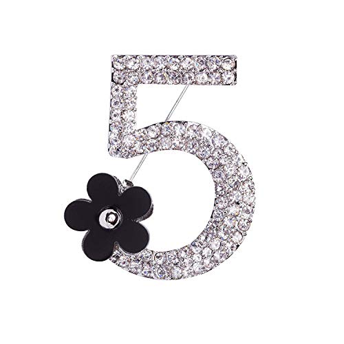 Celebrity Design Number Five Brooch Pin Corsage Scarf pin Rhinestones Breast pin for Wedding/Banquet