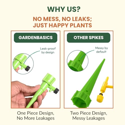 Image of Self Watering Spikes for Plants - Pack of 6 | No Leakage Guarantee | Adjustable Drip Irrigation Kit for Indoor & Outdoor Plants | Perfect for Vacation & Busy Gardeners (GREEN)