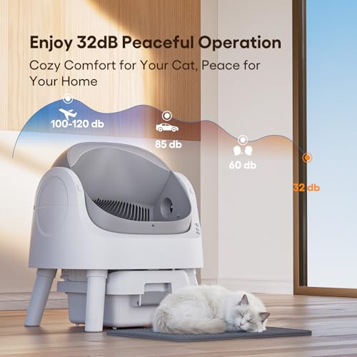 Self Cleaning Cat Litter Box, Automatic Litter Box for Multiple Cats, Integrated Safety Protection with Open-Top Design - Thumbnail 7