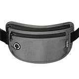 VINATO Marsupio Antifurto con Protezione RFID, Marsupio Uomo e Donna, Portadocumenti da Viaggio Impermeabile, Cintura per Soldi Nascosta per Sport, Viaggi e Festival, Sottile Borsa, Grigio