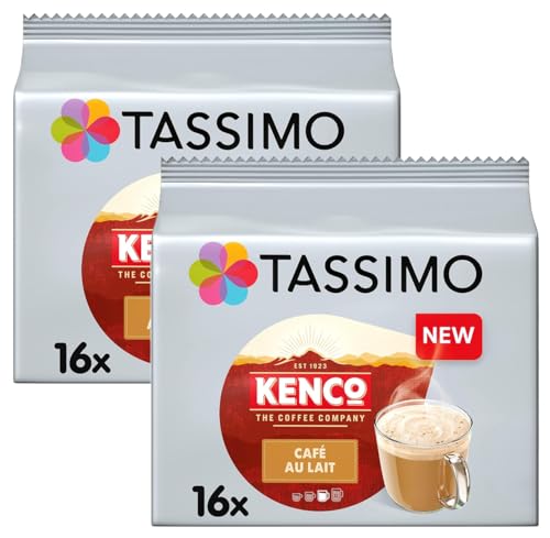 Tassimo Kenco Café au Lait Coffee Pods x16 (Pack of 2, Total 32 Capsules)