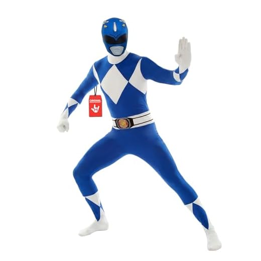 Morphsuits Blue Power Ranger Costume Adult Bodysuit Superhero Halloween Costumes for Men Large