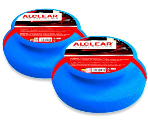 Alclear International Esponja de Pulido Manual Profesional, 2 Unidades, para el Coche, con Mango de Agarre Circular, para Ceras, Abrillantadores y Limpiadores de Pintura, 130 x 50 mm