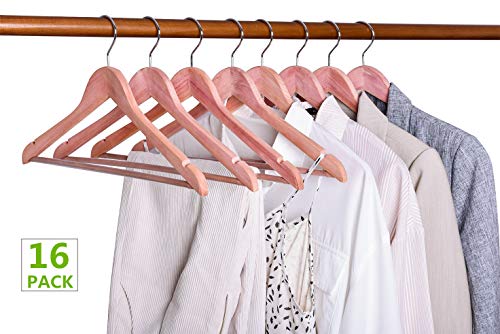 Amber Home American Red Cedar Hangers 16 Pack, Smooth Finish Wood Coat Hangers For Suit Shirt, Aromatic Cedar Clothes Hangers With Swivel Hook & Notches For Dress, Jacket, Pants (Cedar,16) #TOP5