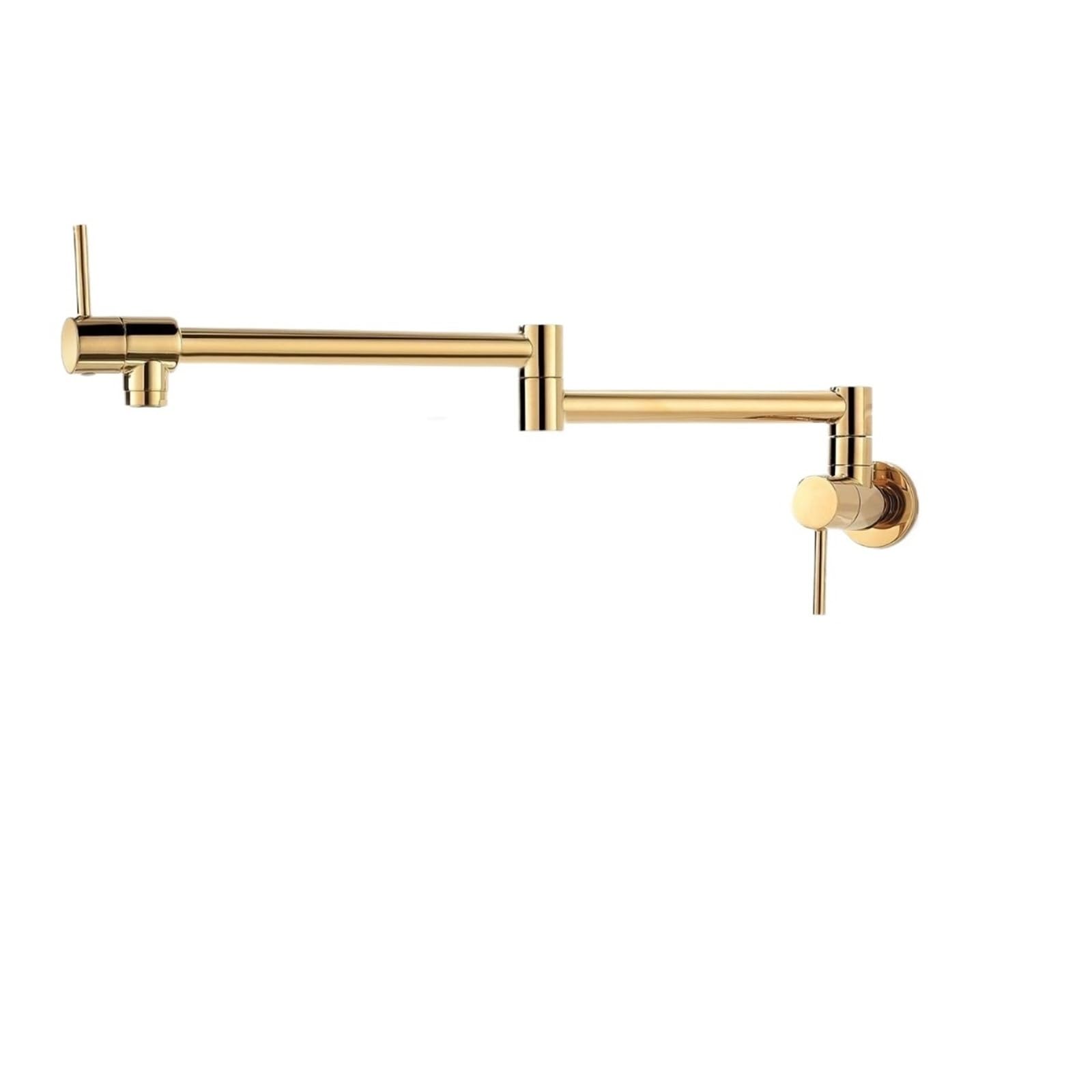 ZQFHSX Commercial Wall Mount Pot Filler Faucet Single Cold Folding Kitchen Extended 360 Degree Fold Tap for Most Scenarios(Gold)