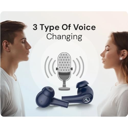 Image of KDM - E5 Smilepods Truly Wireless in Ear Earbuds with 30hrs Playtime, ENC, Voice Changing, Low Latency, Buds TWS, Black