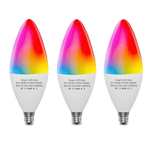 DOGAIN Zigbee Smart Light Bulbs E12 Base B10/B11 Hue Lights,Color Changing Light Bulb that Work with SmartThings Alexa Google Home Dimmable Alexa Light Bulbs(Hub Required) 320 lm 35w Equivalent 3 Pack