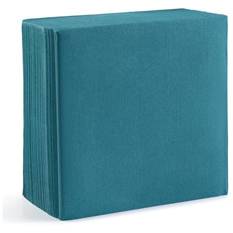 Ocean Teal Linen-Feel Dinner Paper Napkins, For Dinners Parties and Catering Supplies, Disposable and Fully Biodegradable Airlaid Napkins, 60 Pack Cover