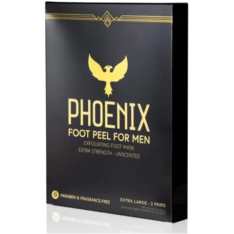 (Pack of 2) Phoenix Foot Peel for Men - Extra Large - Extra Strength - Exfoliating Dry Feet Treatment - Callus Remover - Unscented - Paraben and Fragrance Free Cover
