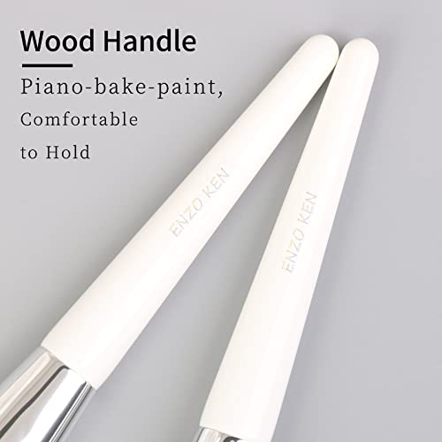 Liquid Foundation Brush By Enzo Ken, Flat Foundation Brush For Liquid Makeup, Make Up Brush For Liquid Foundation, Flat Makeup Brush For Liquid Foundation, Makeup Brushes Foundation. (820-White) #TOP5