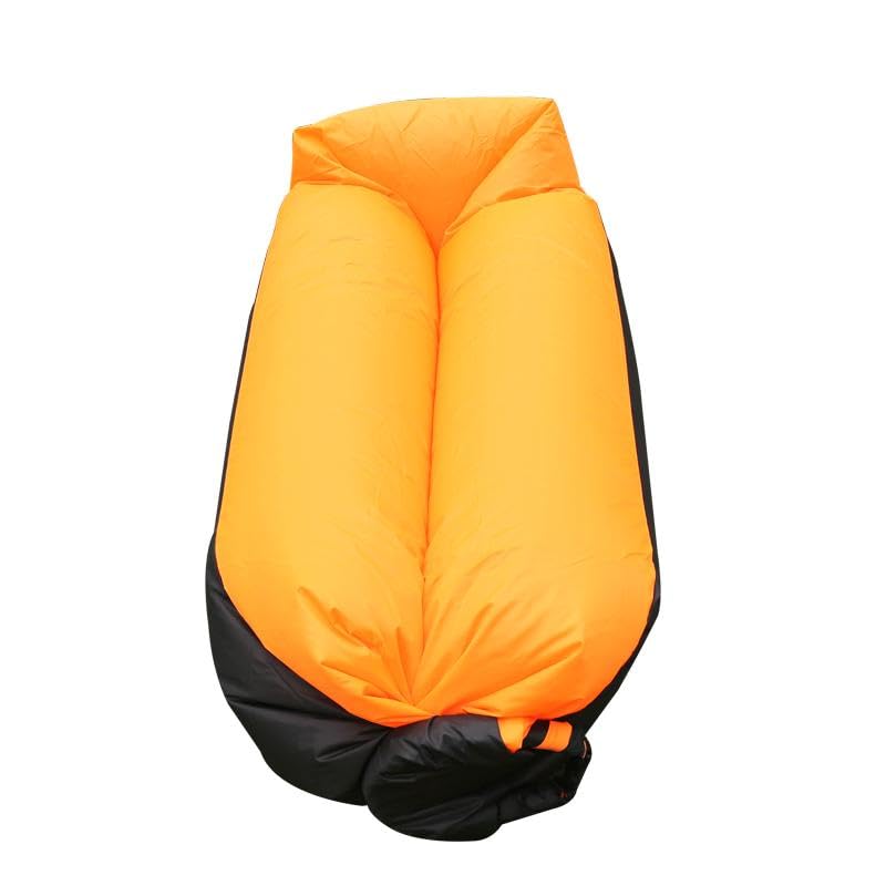 Orange Lounger for Camping, Beach - Inflatable Sofa, Waterproof Air Bed
