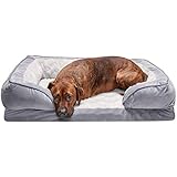 Furhaven Pet Bed for Dogs and Cats - Plush and Velvet Waves Perfect Comfort Sofa-Style Memory Foam Dog Bed, Removable Machine Washable Cover - Granite Gray, Large