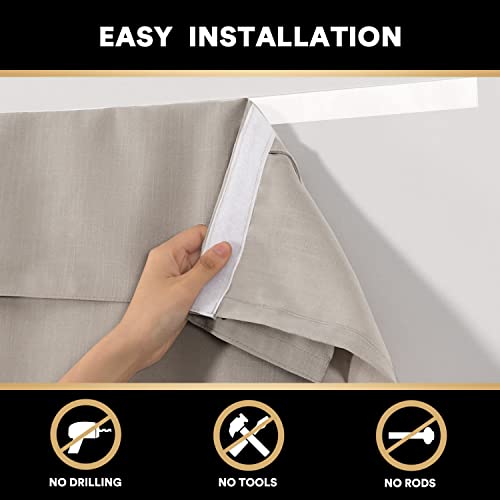 Thick Linen Textured Door Curtains Waterproof French Door Curtains Solid Room Darkening Curtains Indoor Outdoor Sidelight Curtains For Door Window Curtains Tie Up Shade，W26 X L68, 1 Panel, Taupe #TOP5
