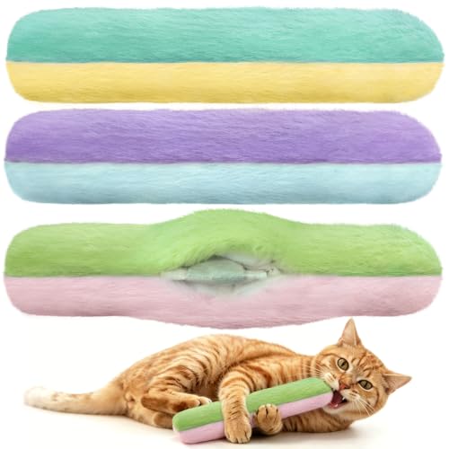 Retro Shaw Cat Toys Pillows, Refillable Catnip Kicker Toys for Indoor Cats