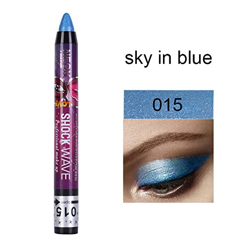 Go Ho 2Pcs Blue Eyeshadow Sticks, Shimmer Eye Black Ultra Pigmented Makeup Eye Shadow Powder Long Lasting Eye Shadow Pen,Blue Contacts For Eyes,012 Blue & 015 Sky Blue #TOP2