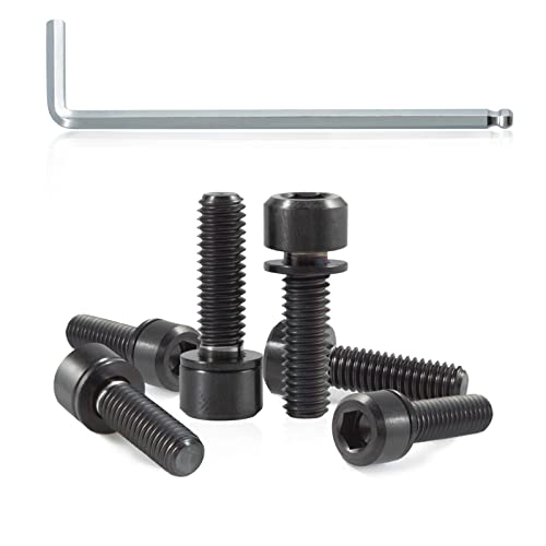 SPEEDWOX 6pcs Bicycle Stem Screw with Washers Set Titanium Alloy Bike Allen Hex Tapered Bolts Screw for MTB Road Bike Stem Parts,M6 x 20mm Black